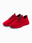 Buty męskie wsuwane sneakersy z siateczki - czerwone V2 OM-FOKS-0117