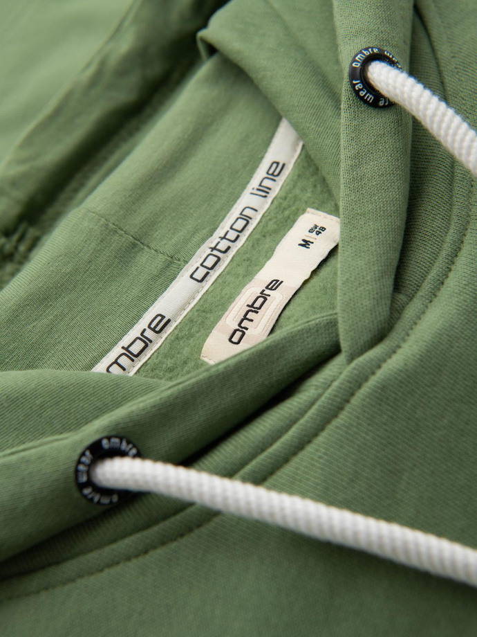 Bluza męska dresowa BASIC kangurka z kapturem - zielona V3 B1674