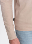 Męski longsleeve BASIC z okrągłym dekoltem - beżowy V8 OM-LSBL-0106