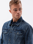 Kurtka męska jeansowa katana - ciemny jeans OM-JADJ-0123