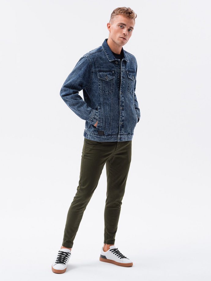 Kurtka męska jeansowa katana - ciemny jeans OM-JADJ-0123