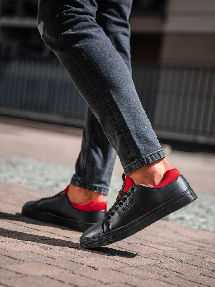 Półbuty męskie sneakersy - czarne V1 T333