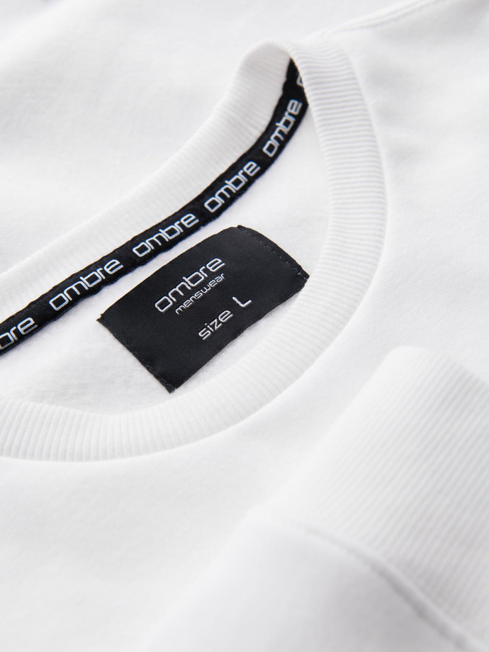 Bluza męska OVERSIZE z kontrastowym łączeniem kolorów - biało-szara V1 OM-SSNZ-0130