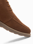 Zamszowe męskie buty za kostkę z grubą podeszwą – brązowe V2 OM-FOCS-0164