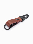 Męski skórzany brelok-smycz z metalowym pinem – jasnobrązowy V2 OU-ACKC-0102