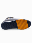 Buty męskie sneakersy za kostkę - granatowo-żółte V2 T394