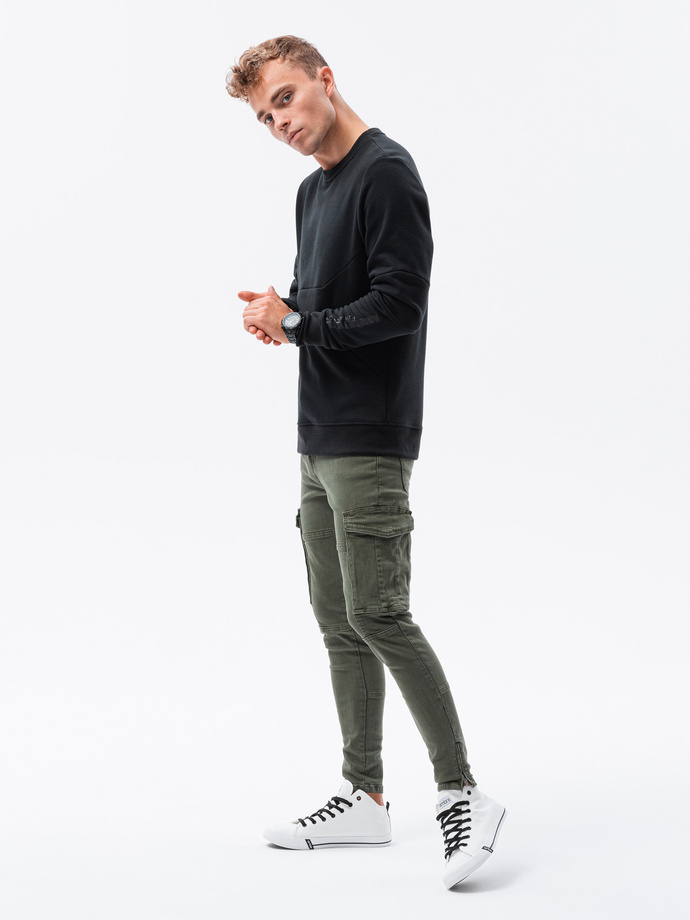 Bluza męska z kieszenią zapinaną na zamek - czarna V2 B1349