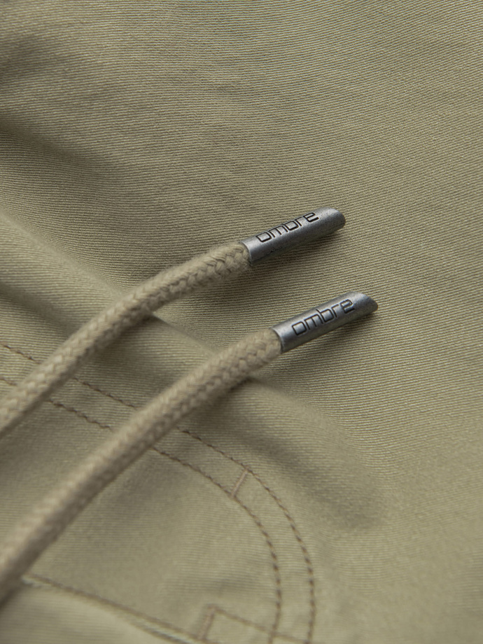 Spodnie męskie JOGGERY z zapinanymi kieszeniami cargo - khaki V1 OM-PAJO-0123