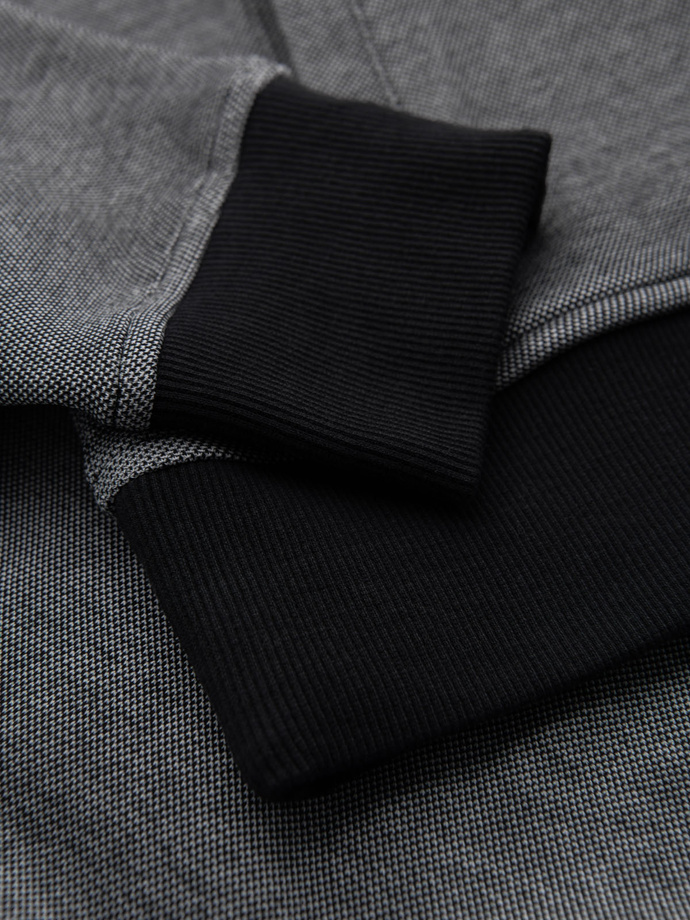 Męska bluza bomberka z dzianiny pique – czarna V1 OM-SSZP-0238