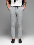 Dzianinowe spodnie męskie z gumką w pasie - jasnoszare V1 P1514