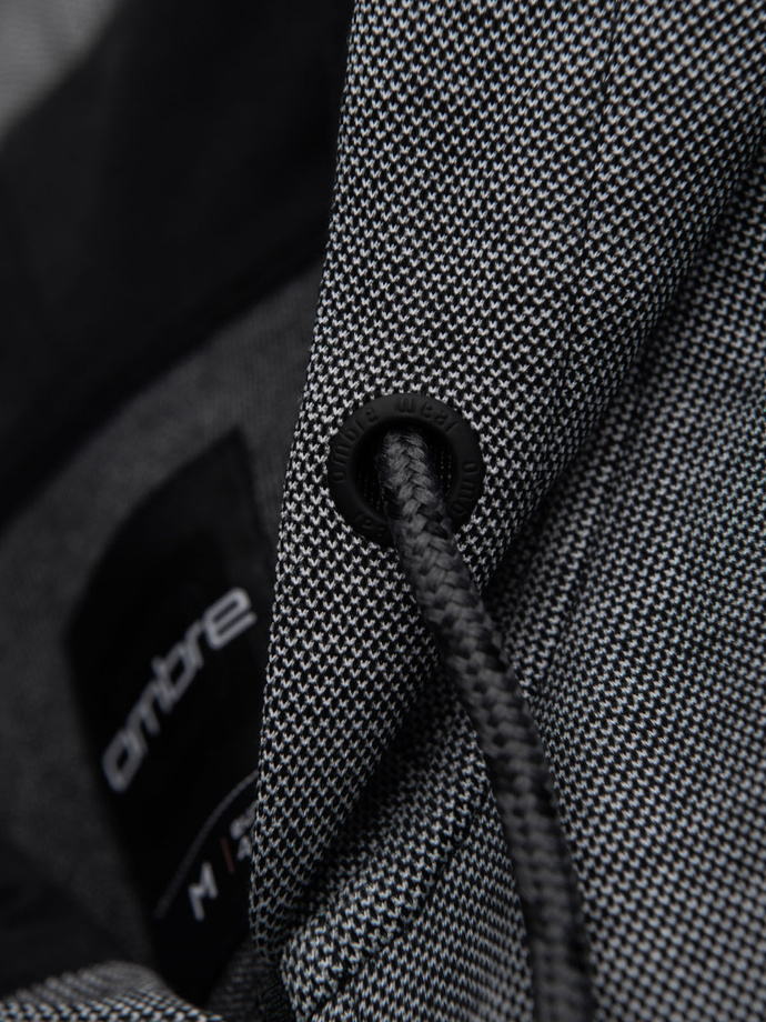 Męska bluza dresowa z kapturem o delikatnej strukturze – czarna V1 OM-SSZP-0191