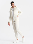 Dresowy męski komplet BASIC bluza rozpinana + joggery – kremowy V5 Z86