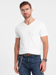 T-shirt męski V-NECK z elastanem - biały V1 OM-TSCT-0106