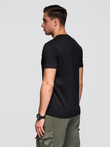Męska koszulka bawełniana z geometrycznym nadrukiem - czarna V1 OM-TSPT-0260