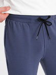 Spodnie dresowe męskie z tkaniny ottoman - ciemnoniebieskie V2 OM-PASK-0129