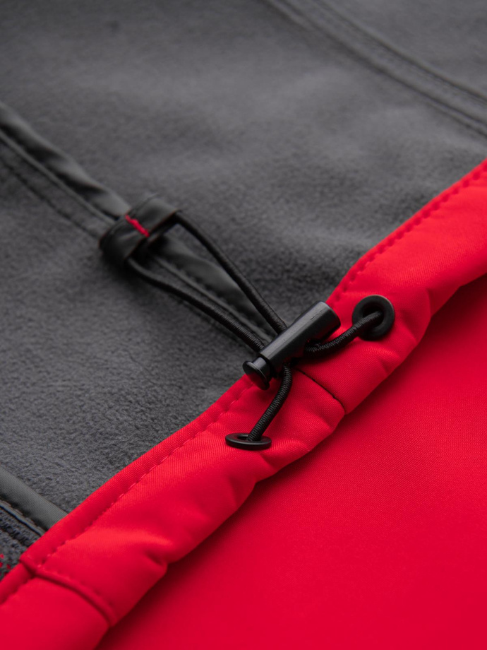 Męska kurtka z polarowym środkiem SOFTSHELL- czerwony V6 OM-JANP-0137