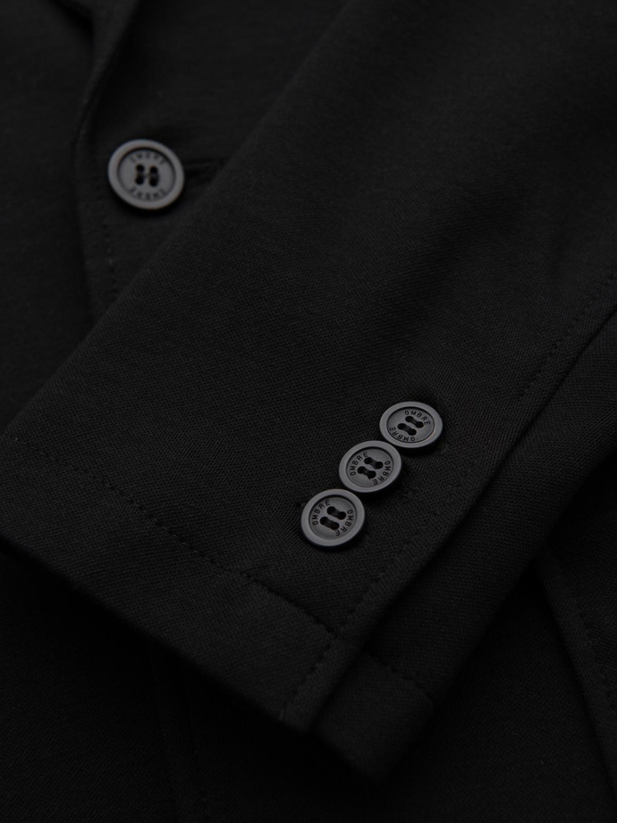 Marynarka męska SLIM z dzianiny o subtelnej strukturze – czarna V2 OM-BLZB-0101