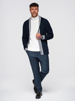 Sweter męski kardigan z szalowym kołnierzem w stylu preppy - granatowy V4 OM-SWCD-0152