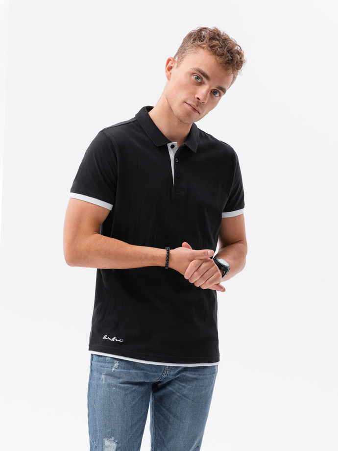 Koszulka męska polo bawełniana - czarna V8 S1382