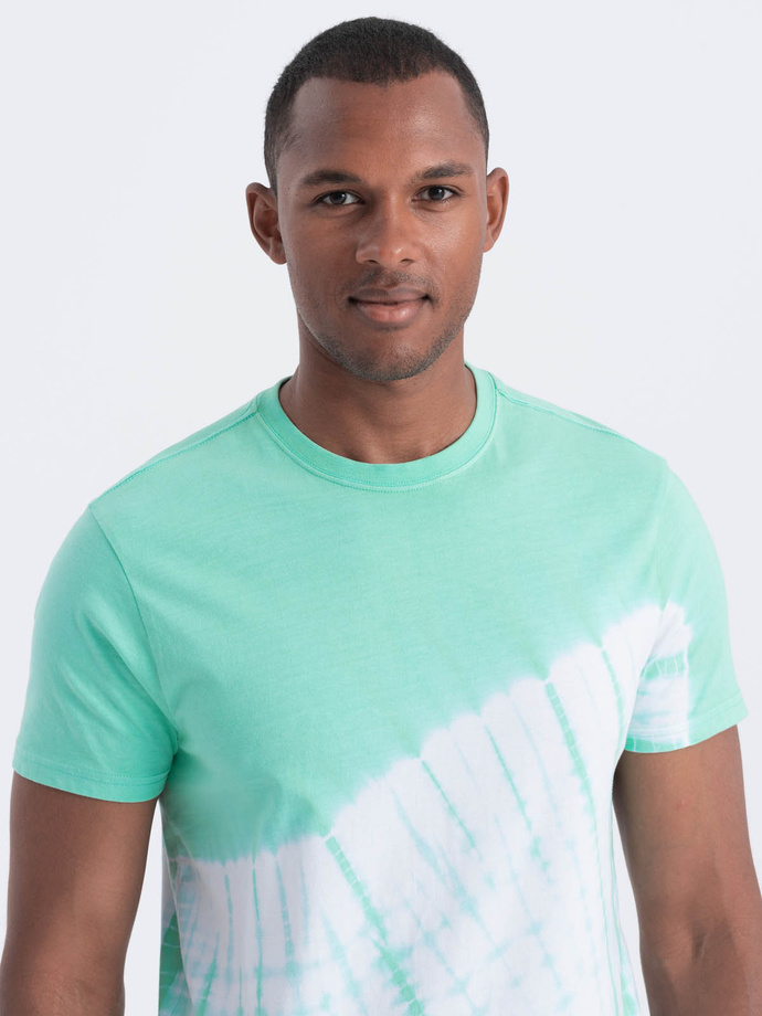 T-shirt męski bawełniany TIE DYE - miętowy V5 S1617
