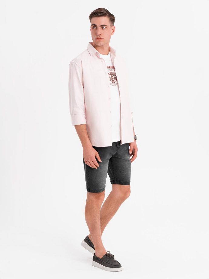 Szorty męskie denimowe o klasycznym kroju – czarne V4 OM-SRDS-0171