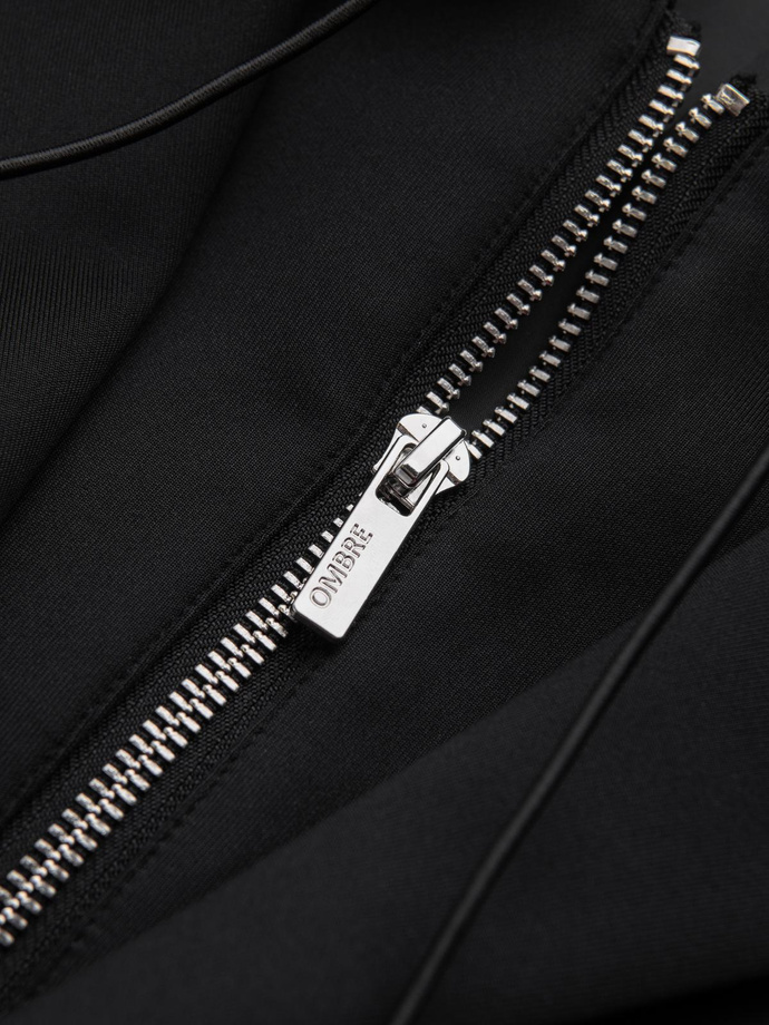 Męska marynarka z odpinaną podpinką i kapturem – czarna V1 OM-BLZB-0126