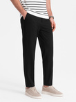 Męskie spodnie chino z gumką w pasie SLIM FIT - czarne V3 OM-PACP-0158