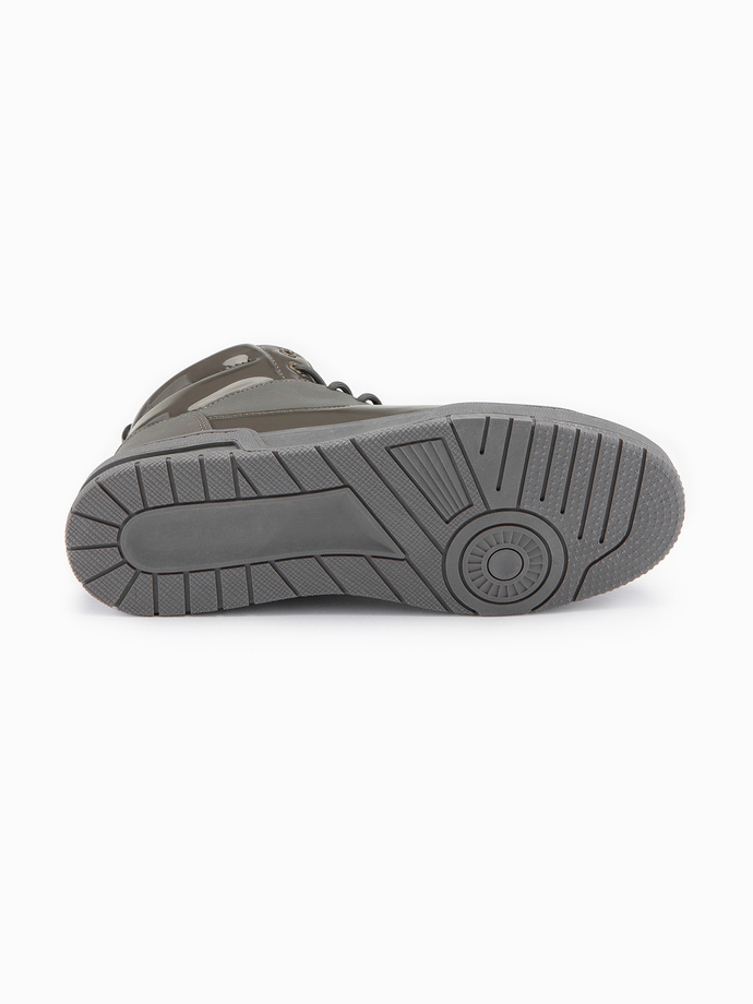 Wysokie buty męskie sneakersy z połyskującymi elementami – popielate V4 OM-FOSH-0178