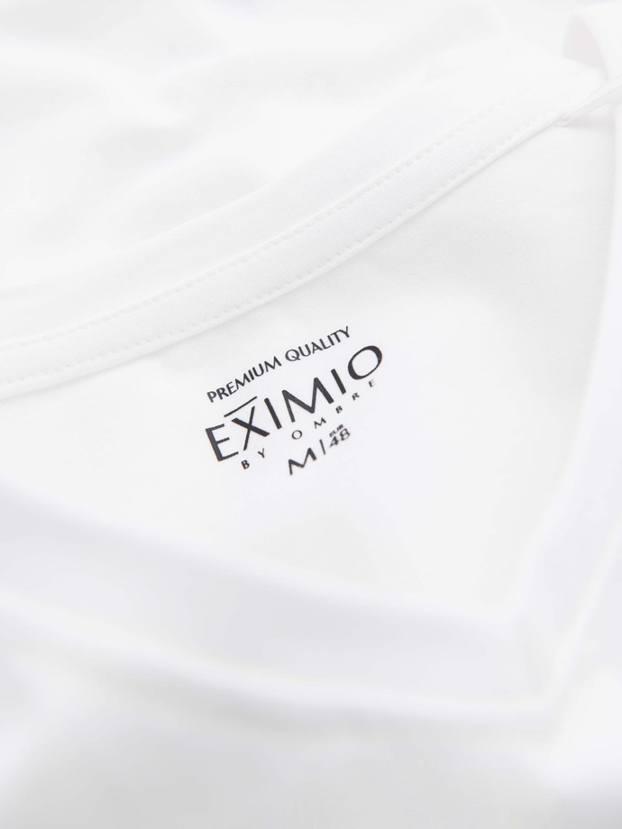 Męski longsleeve V-neck SLIM FIT z elastanem i printem – biały V2 OM-LSBC-0123