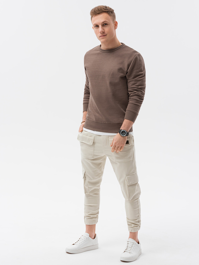 Bluza męska bez kaptura bawełniana - brązowa B1146