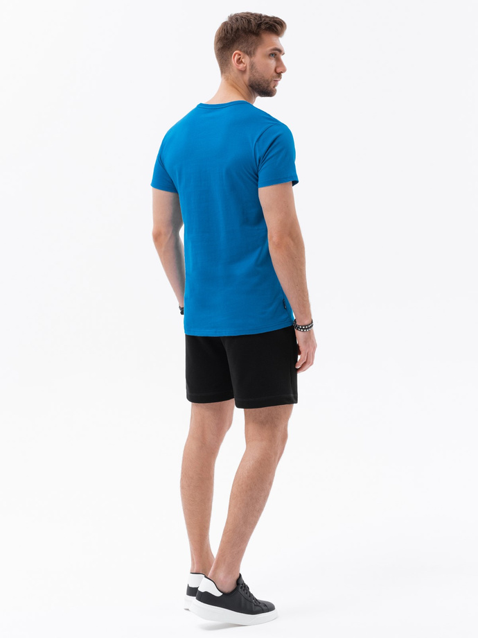 T-shirt męski bawełniany BASIC - niebieski V12 S1370