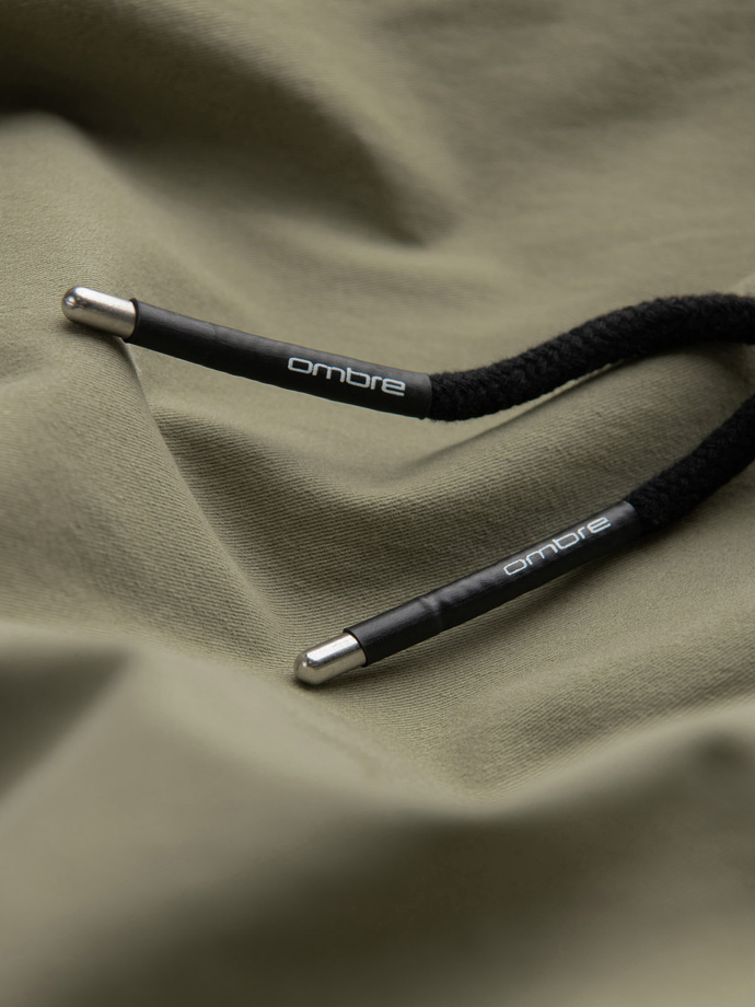 Męskie spodnie JOGGERY z zapinanymi kieszeniami cargo - khaki V1 OM-PAJO-0125