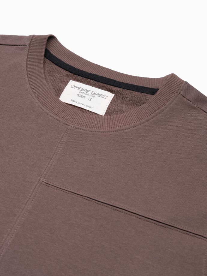 Bluza męska bez kaptura z przeszyciami - kawowa V9 B1278