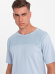 Męski t-shirt LOOSE FIT z kieszonką – błękitny V4 OM-TSCT-0171