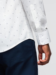 Klasyczna męska bawełniana koszula SLIM FIT w kotwice - biała V3 OM-SHCS-0156