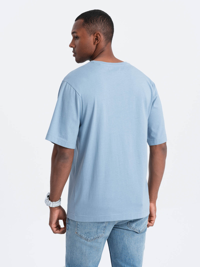 T-shirt męski bawełniany OVERSIZE - niebieski V4 S1628