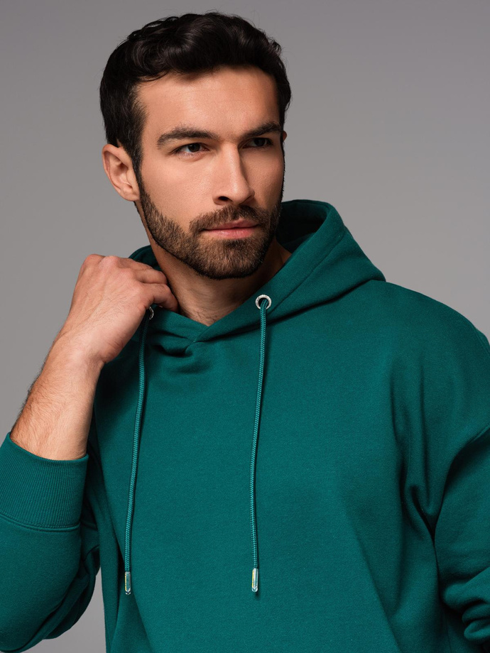 Dresowa bluza unisex z kieszeniami i kapturem – ciemnozielona V17 OU-SNBC-0105