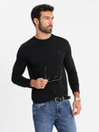 Longsleeve męski SLIM FIT z elastanem i printem – czarny V1 OM-LSBC-0124 