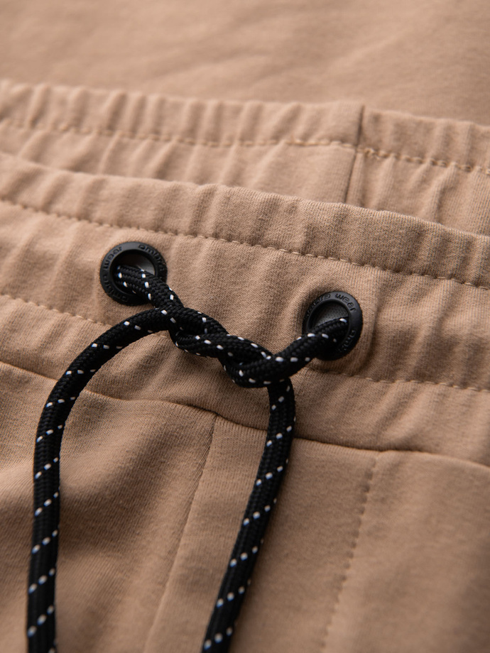 Komplet dresowy męski bluza z kapturem + spodnie dresowe - brązowy V3 Z107