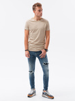 T-shirt męski bawełniany BASIC - piaskowy V11 S1370