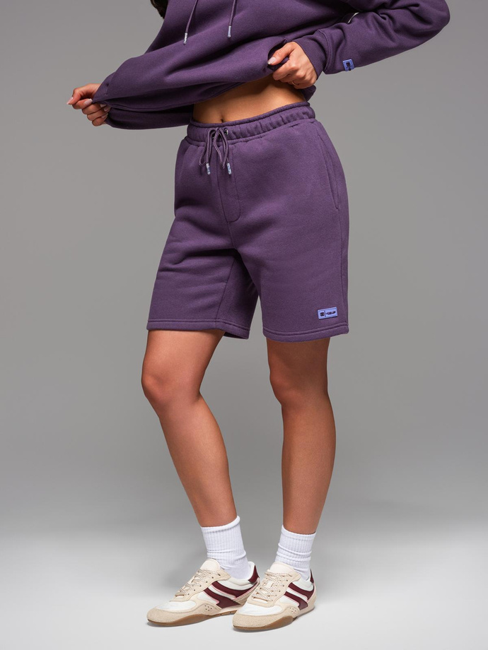 Dresowe szorty unisex ze ściągaczem w pasie – fioletowe V13 OU-SRBC-0101