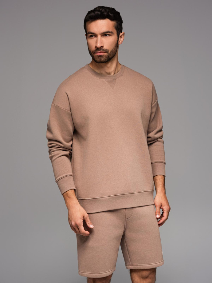 Dresowy komplet UNISEX bluza + szorty - brązowy V16 Z108