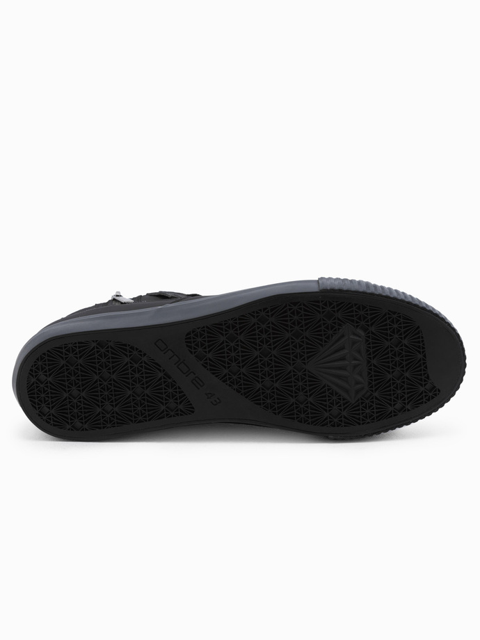 Buty męskie wysokie trampki z ozdobnym zamkiem - czarne V1 OM-FOTH-22FW-002