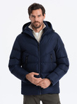 Kurtka męska zimowa z nietypowym pikowaniem - granatowa V4 OM-JAHP-0127