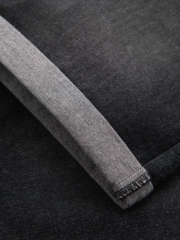 Szorty jeansowe męskie z podwiniętą nogawką - czarne V3 OM-SRDS-0164