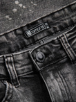 Spodnie męskie jeansowe z dziurami SLIM FIT - szare V2 P1065
