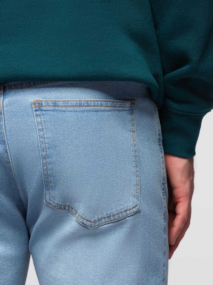 Męskie spodnie jeansowe JOGGERY z klasyczna opaśnicą - jasnoniebieskie V1 OM-PADJ-0265