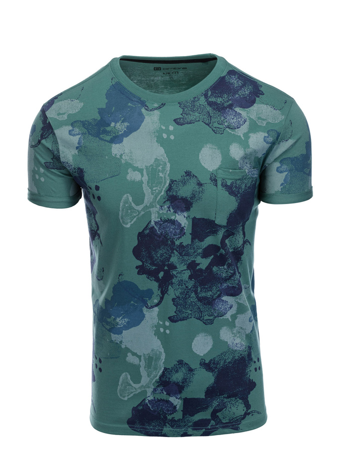 T-shirt męski z nadrukiem - zielony V1 S1377