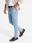 Marmurkowe męskie spodnie jeansowe CARROT FIT – jasnoniebieskie V1 OM-PADP-0225