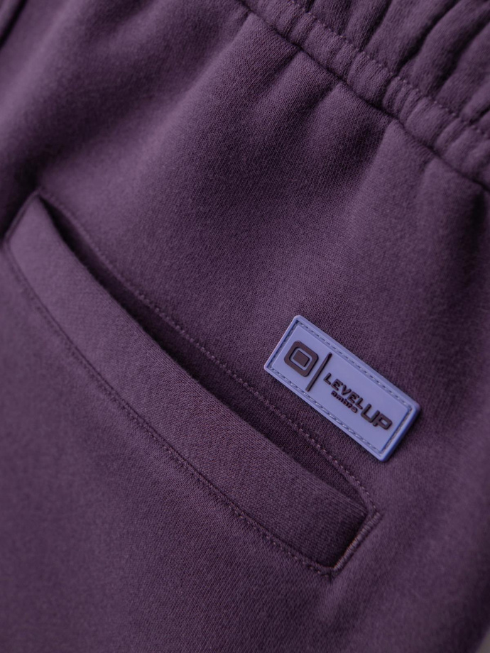 Dresowe szorty unisex ze ściągaczem w pasie – fioletowe V13 OU-SRBC-0101